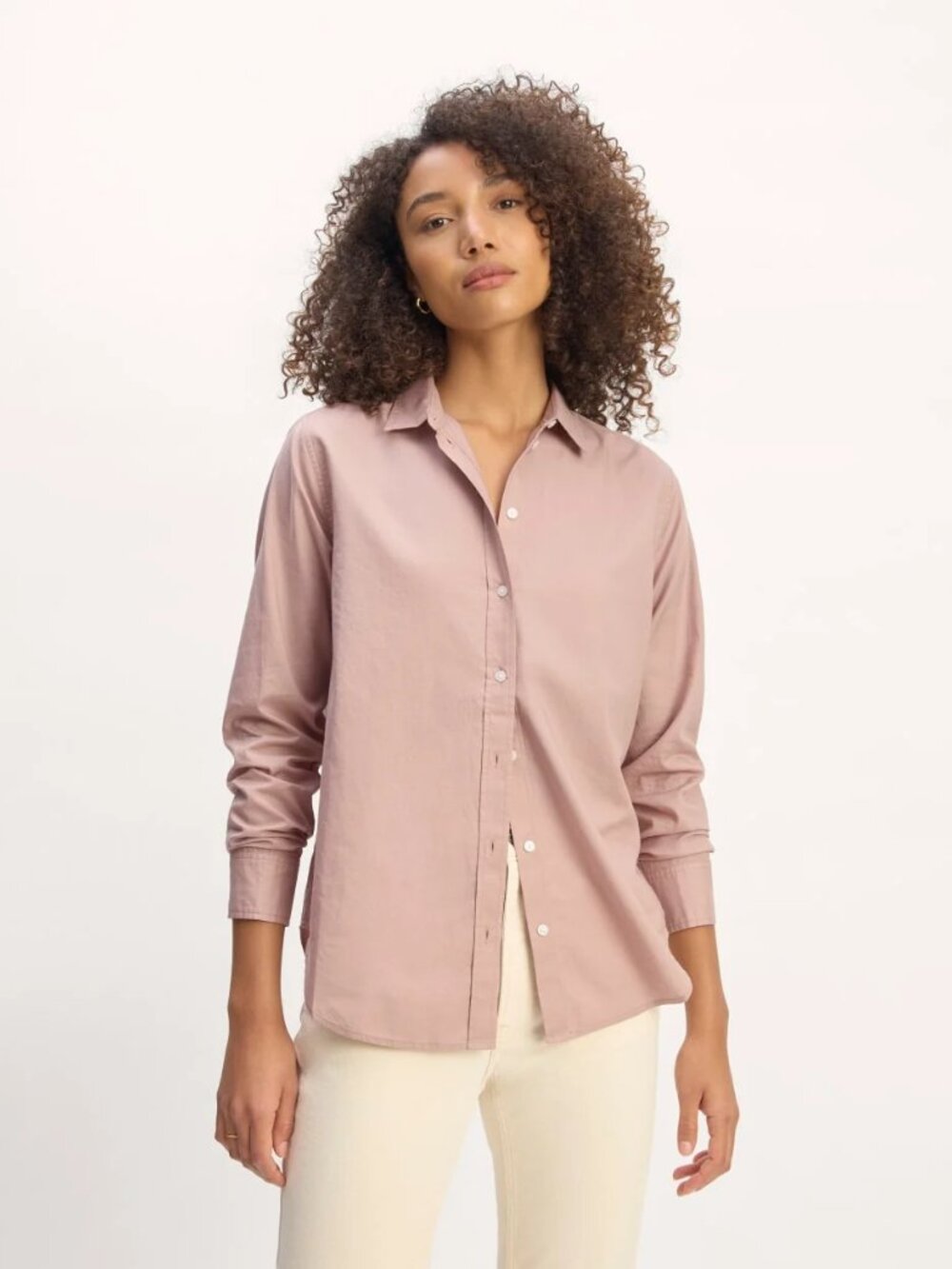 Everlane Must-Have Shirt Silky Pima Cotton Women's Size 14 NWT Fawn Mauve Preppy
